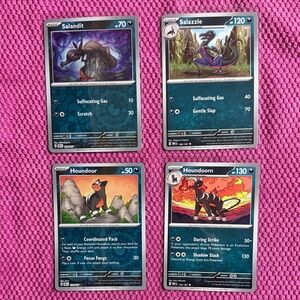 4 Pokemon Dark Cards - Salandit Salazzle Houndour Houndoom